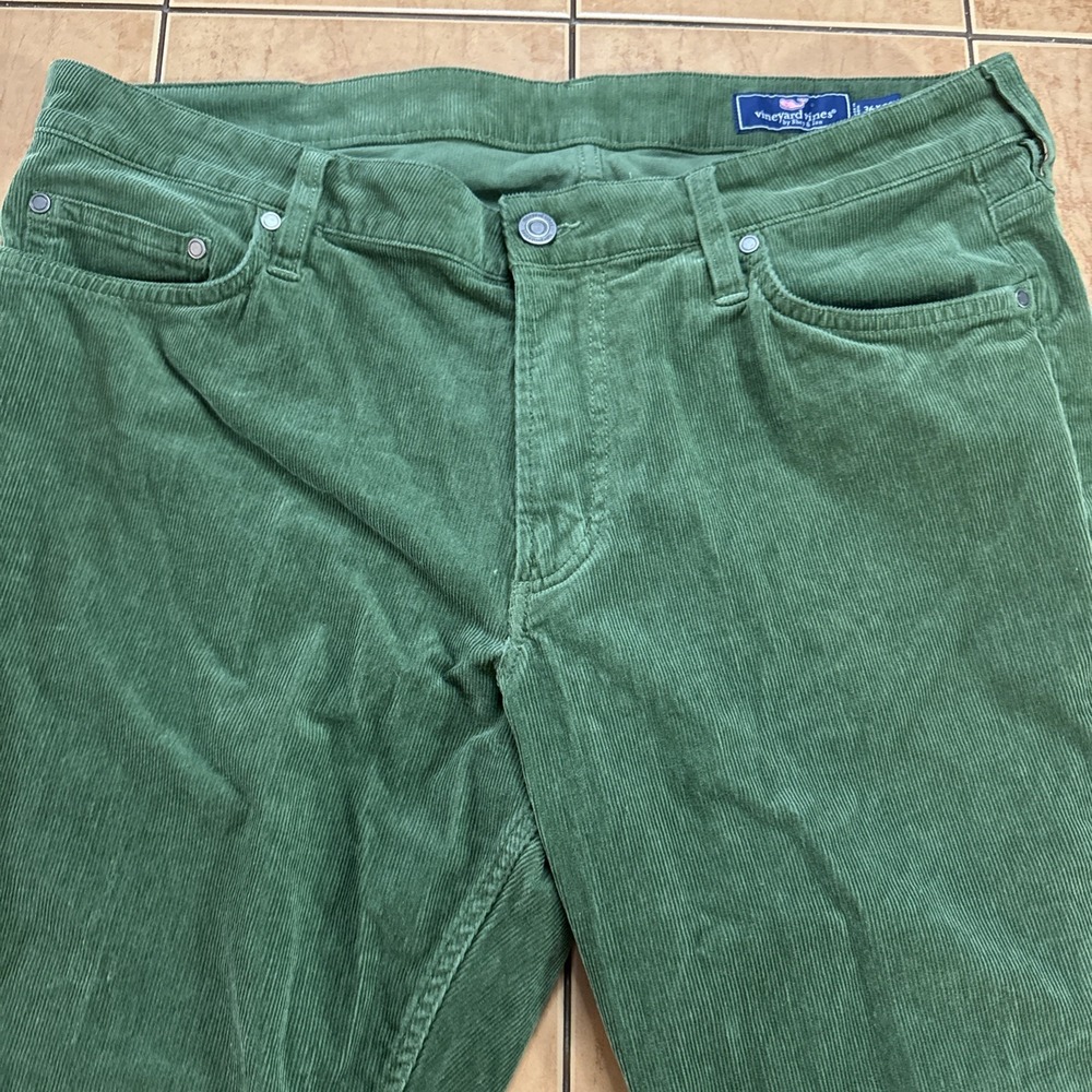 Vineyard Vines Green Corduroy Pants Mens Sz 36 x 30 Five Pocket Straight Preppy - Picture 2 of 9